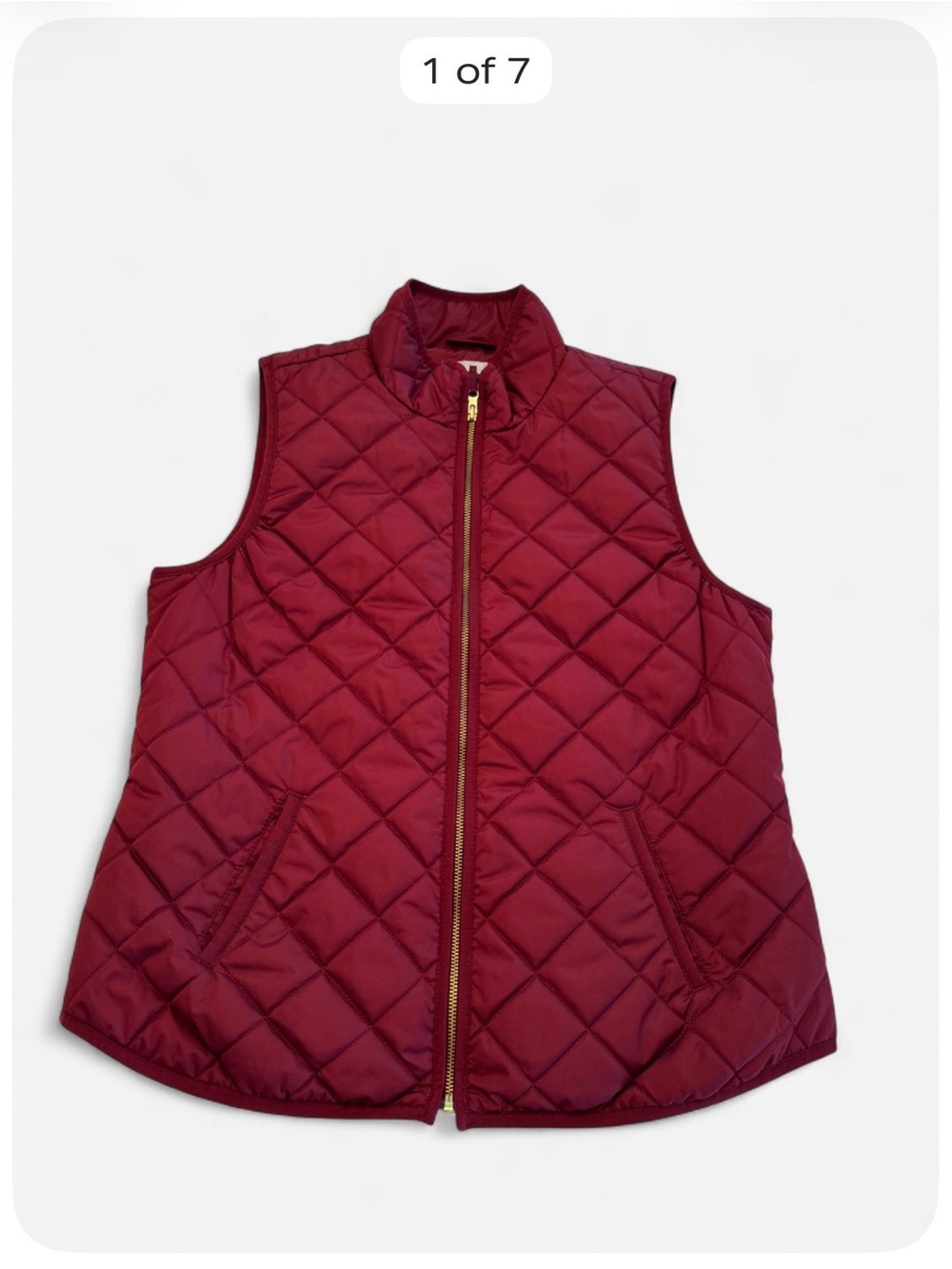 Old Navy Women’s Quilted Vest Burgundy Wine Gold Zip Size Large